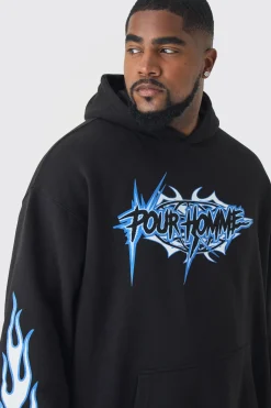 Plus Pour Homme Print Tracksuit In Black | BoohooMAN UK