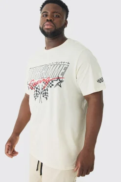 Plus Pour Homme Racing Print T-shirt | BoohooMAN UK