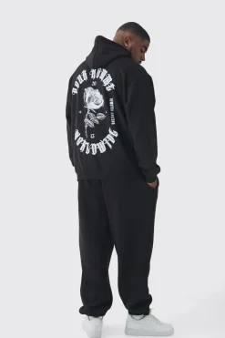 Plus Pour Homme Rose Print Tracksuit | BoohooMAN UK
