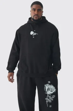 Plus Pour Homme Rose Print Tracksuit | BoohooMAN UK