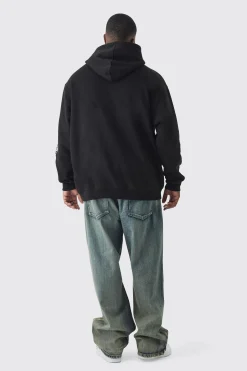Plus Pour Homme Skull Print Oversized Hoodie | BoohooMAN UK