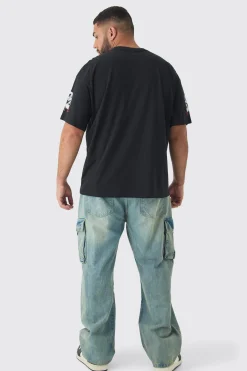 Plus Pour Homme Skull Print Oversized T-shirt In Black | BoohooMAN UK
