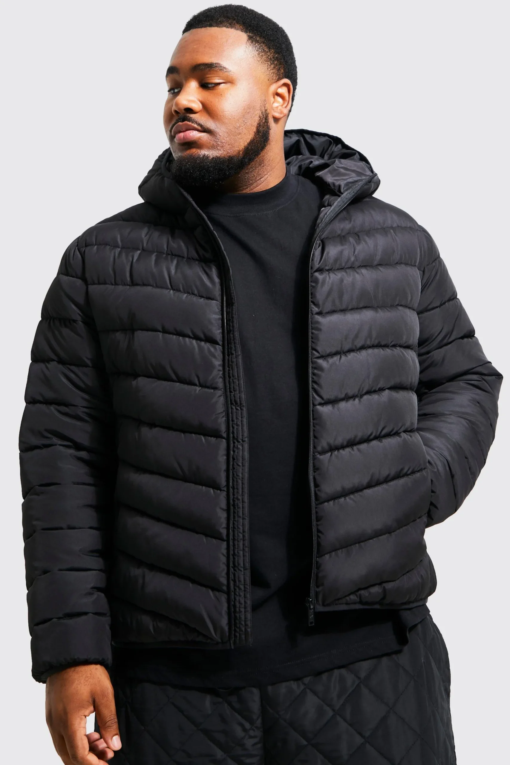Plus Quilted Zip Through Jacket | BoohooMAN UK