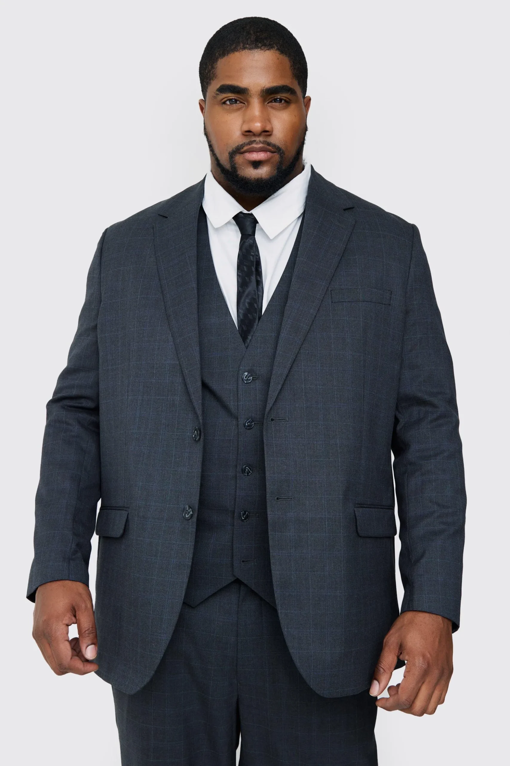 Plus Regular Fit Suit In Charcoal | BoohooMAN UK