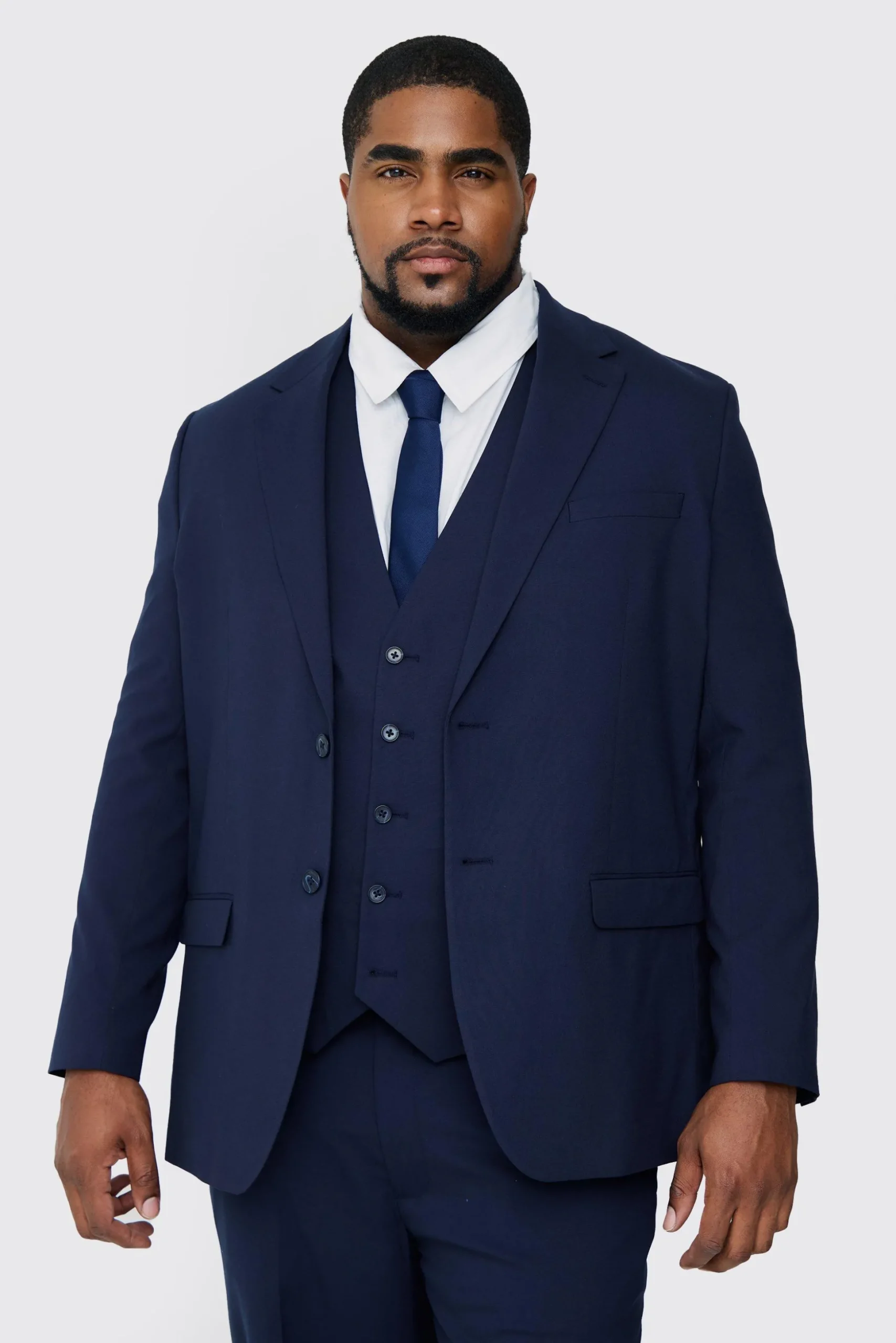 Plus Regular Fit Suit In Navy | BoohooMAN UK