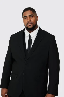 Plus Regular Fit Suit Jacket In Black | BoohooMAN UK