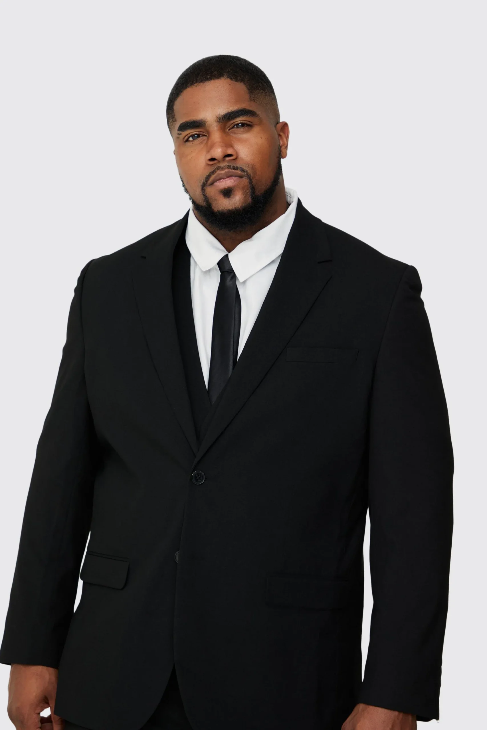 Plus Regular Fit Suit Jacket In Black | BoohooMAN UK