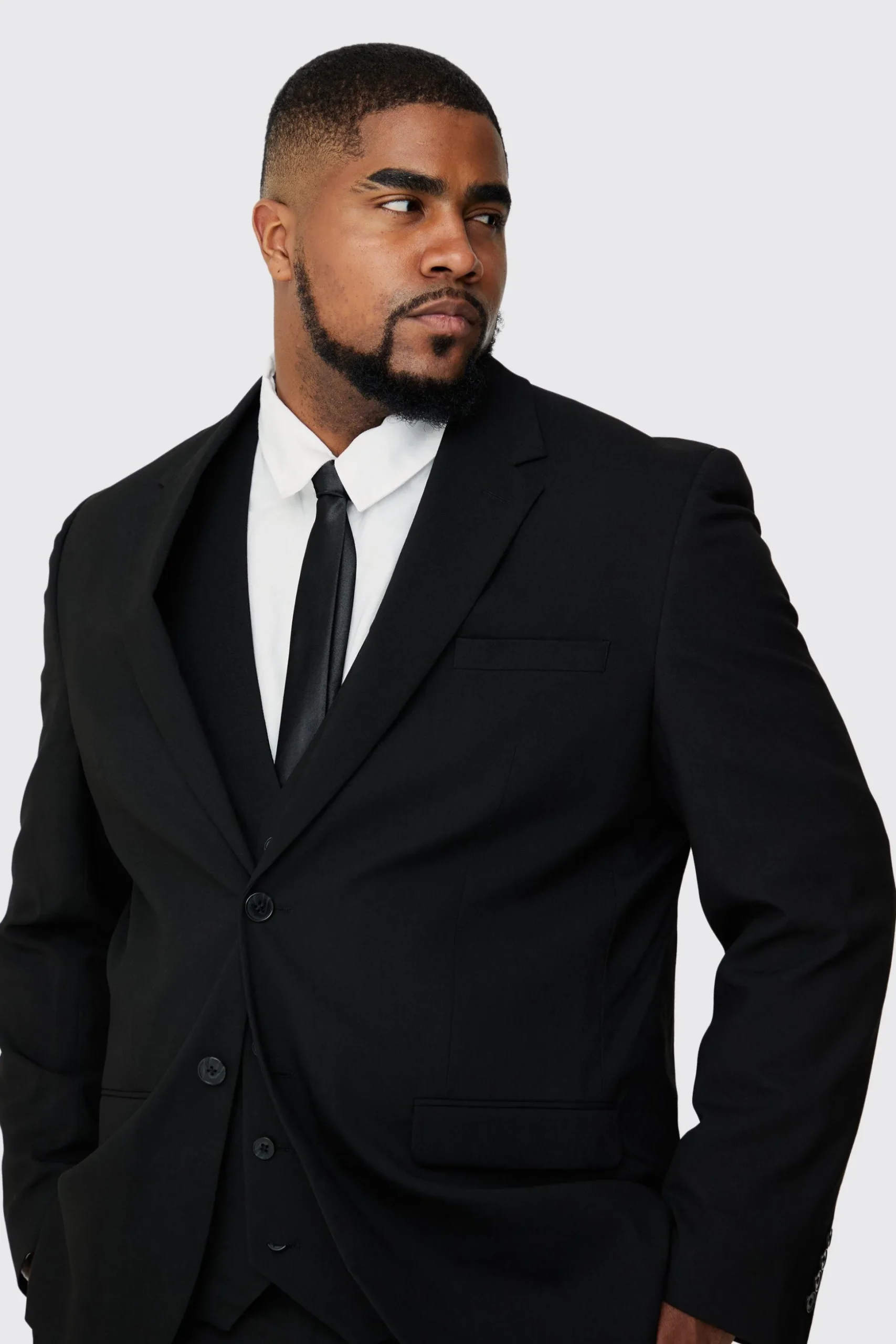 Plus Regular Fit Suit Jacket In Black | BoohooMAN UK