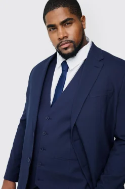 Plus Regular Fit Suit Jacket In Navy | BoohooMAN UK