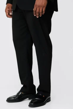 Plus Regular Fit Suit Trouser In Black | BoohooMAN UK