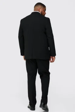 Plus Regular Fit Suit Trouser In Black | BoohooMAN UK