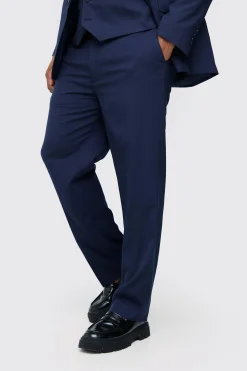 Plus Regular Fit Suit Trouser In Navy | BoohooMAN UK