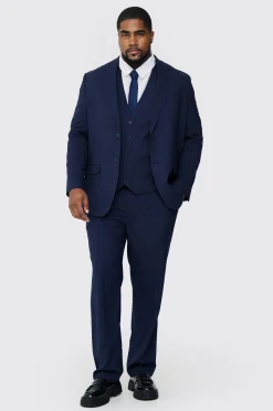Plus Regular Fit Suit Trouser In Navy | BoohooMAN UK