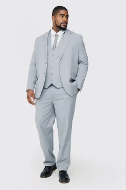 Plus Regular Fit Suit Trouser In Grey | BoohooMAN UK