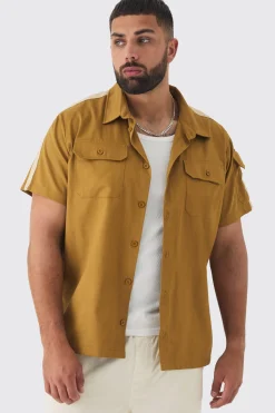 Plus Regular Panel Twill Shirt | BoohooMAN UK