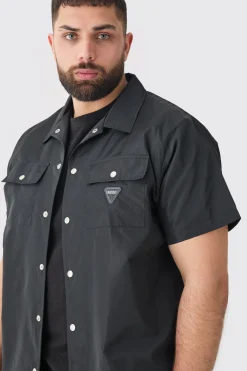 Plus Regular Patch Pocket Nylon Man Overshirt | BoohooMAN UK