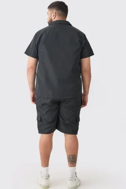 Plus Regular Patch Pocket Nylon Man Overshirt | BoohooMAN UK