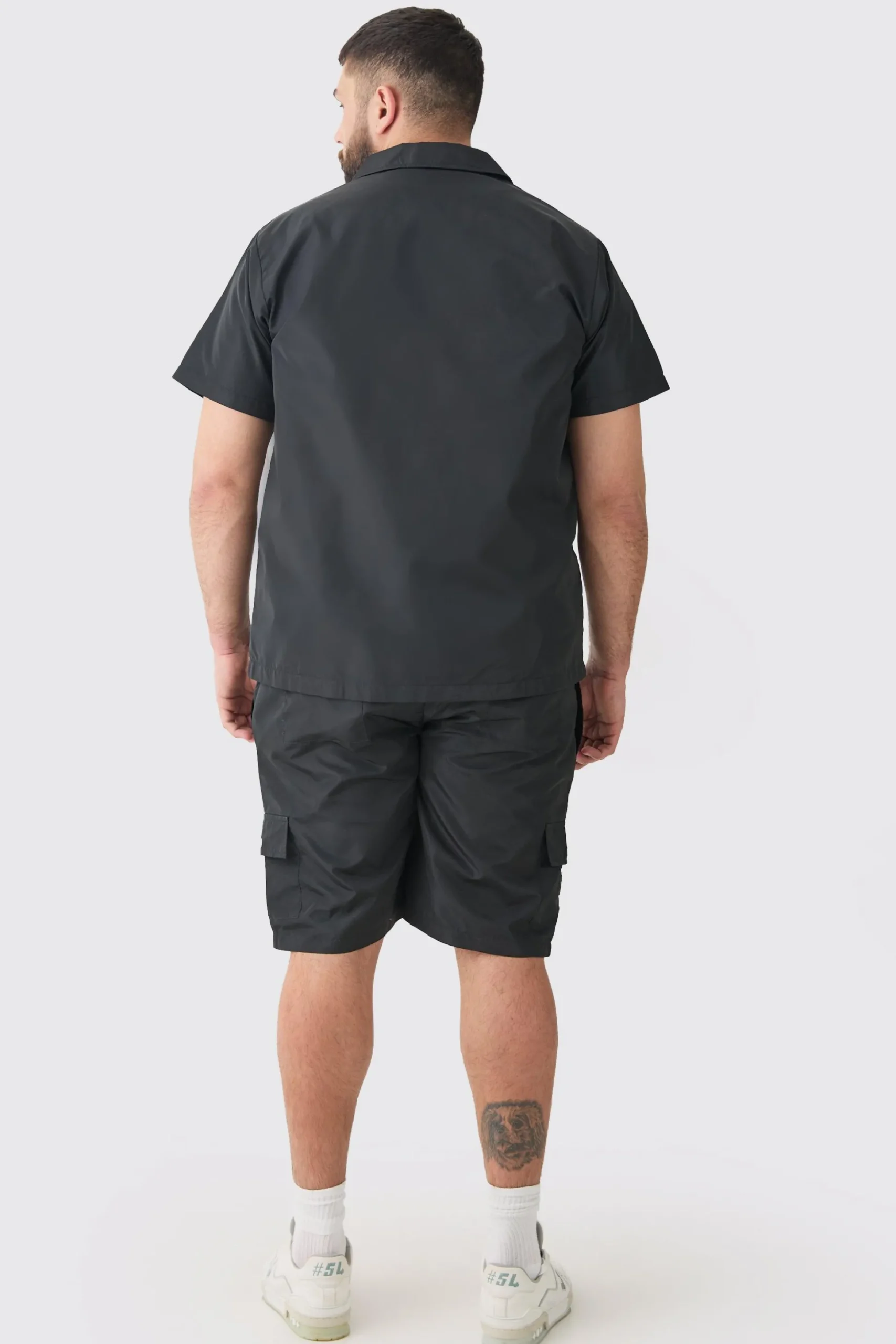 Plus Regular Patch Pocket Nylon Man Overshirt | BoohooMAN UK