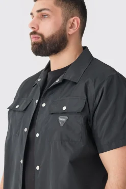 Plus Regular Patch Pocket Nylon Man Overshirt | BoohooMAN UK