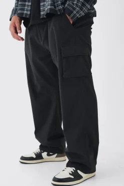 Plus Relaxed Fit Fixed Waist Cargo Trousers | BoohooMAN UK