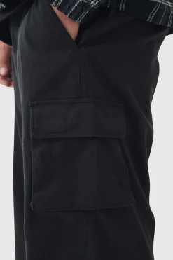 Plus Relaxed Fit Fixed Waist Cargo Trousers | BoohooMAN UK