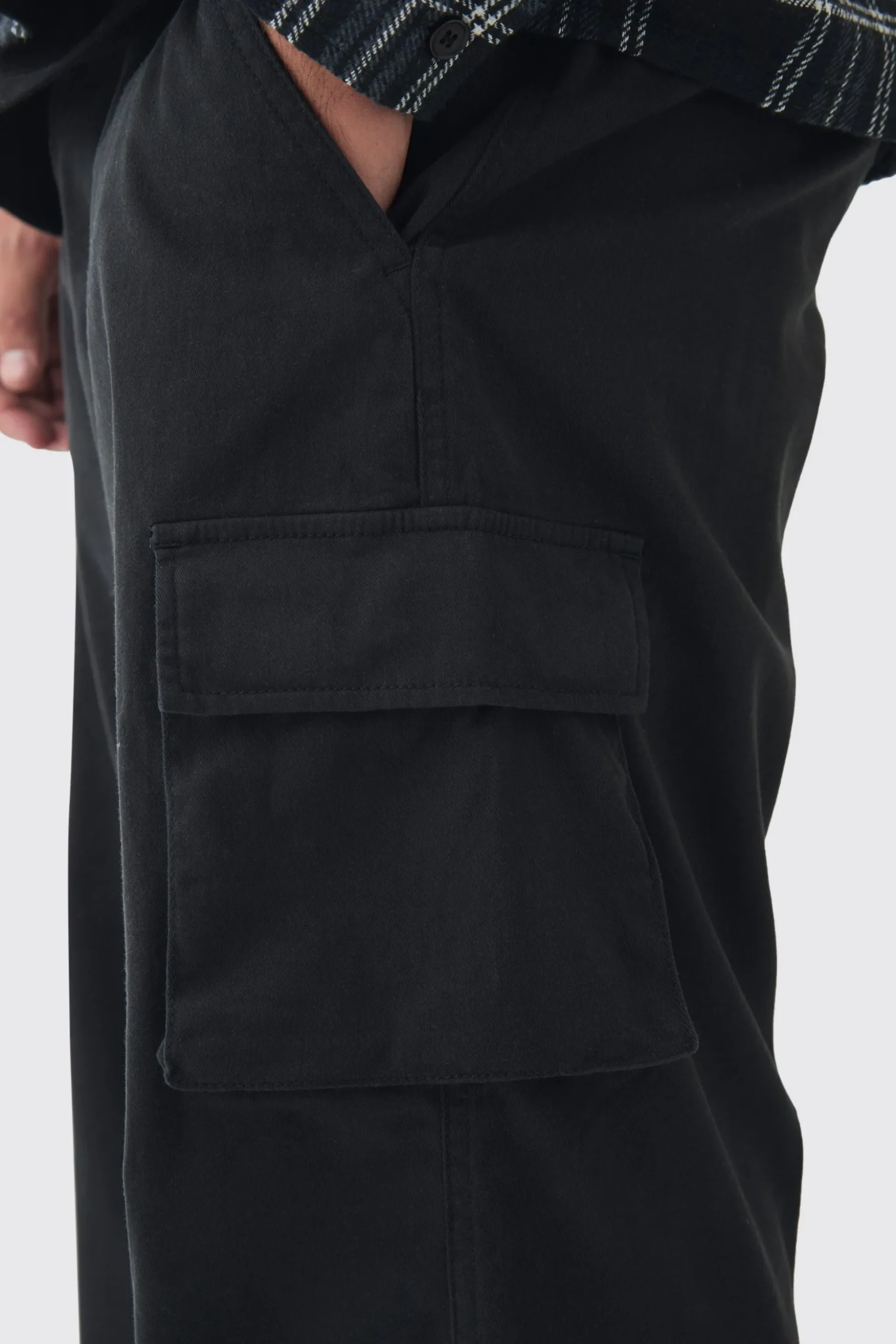 Plus Relaxed Fit Fixed Waist Cargo Trousers | BoohooMAN UK