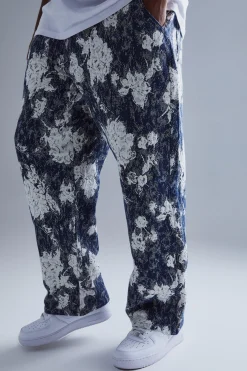 Plus Relaxed Fit Tapestry Trouser | BoohooMAN UK