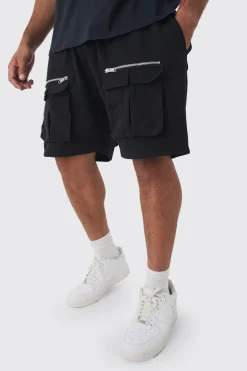Plus Relaxed Fit Utility Jersey Short | BoohooMAN UK