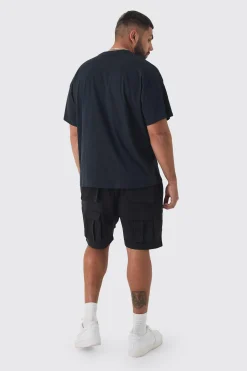 Plus Relaxed Fit Utility Jersey Short | BoohooMAN UK