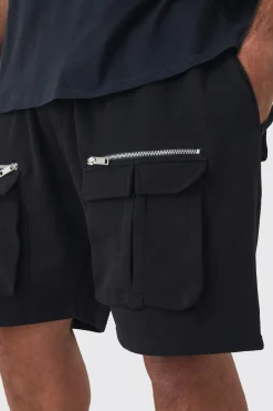 Plus Relaxed Fit Utility Jersey Short | BoohooMAN UK