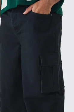 Plus Relaxed Rigid Cargo Jeans | BoohooMAN UK