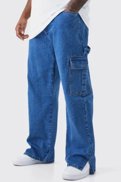 Plus Relaxed Rigid Carpenter Split Hem Jean | BoohooMAN UK