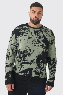 Plus Renaissance Oversized Knitted Sweat | BoohooMAN UK