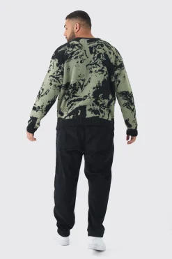 Plus Renaissance Oversized Knitted Sweat | BoohooMAN UK