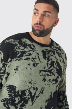 Plus Renaissance Oversized Knitted Sweat | BoohooMAN UK