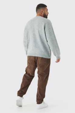 Plus Renaissance Oversized Fluffy Knitted Sweat | BoohooMAN UK