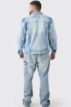 Plus Renaissance Panel Denim Jacket | BoohooMAN UK