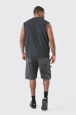 Plus Renaissance Tank In Acid Wash Grey | BoohooMAN UK