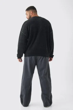 Plus Rib Cage Oversized Knitted Jumper | BoohooMAN UK