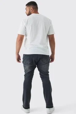 Plus Ripped Gusset Detail Stretch Skinny Flared Jeans | BoohooMAN UK