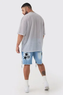 Plus San Diego Printed Varsity Mesh Basketball T-shirt In Blue | BoohooMAN UK