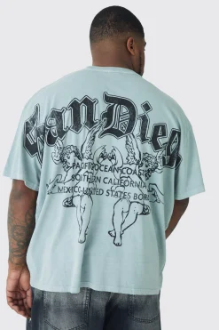 Plus San Diego Renaissance Back Print T-shirt In Blue | BoohooMAN UK