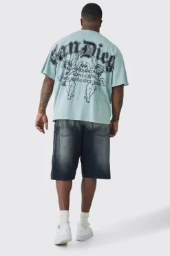 Plus San Diego Renaissance Back Print T-shirt In Blue | BoohooMAN UK