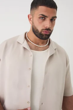 Plus Scuba Drop Revere Shirt & Short Set | BoohooMAN UK