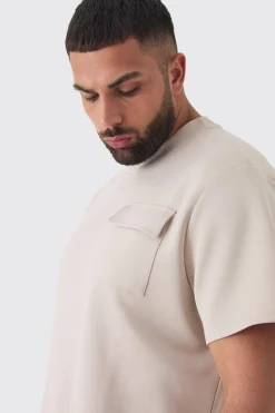 Plus Scuba Extended Neck Pocket T-shirt & Cargo Short Set | BoohooMAN UK