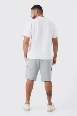 Plus Scuba Extended Neck Pocket T-shirt & Cargo Short Set | BoohooMAN UK