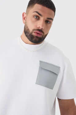 Plus Scuba Extended Neck Pocket T-shirt & Cargo Short Set | BoohooMAN UK