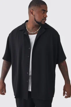 Plus Scuba Twill Oversized Shirt & Trouser Set | BoohooMAN UK