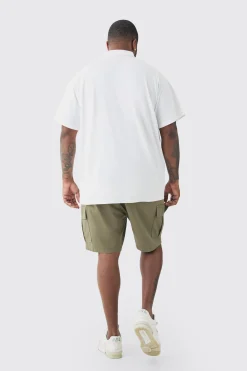 Plus Short Sleeve Pique Polo In White | BoohooMAN UK