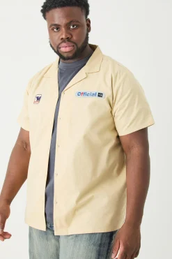 Plus Short Sleeve Twill Moto Shirt | BoohooMAN UK